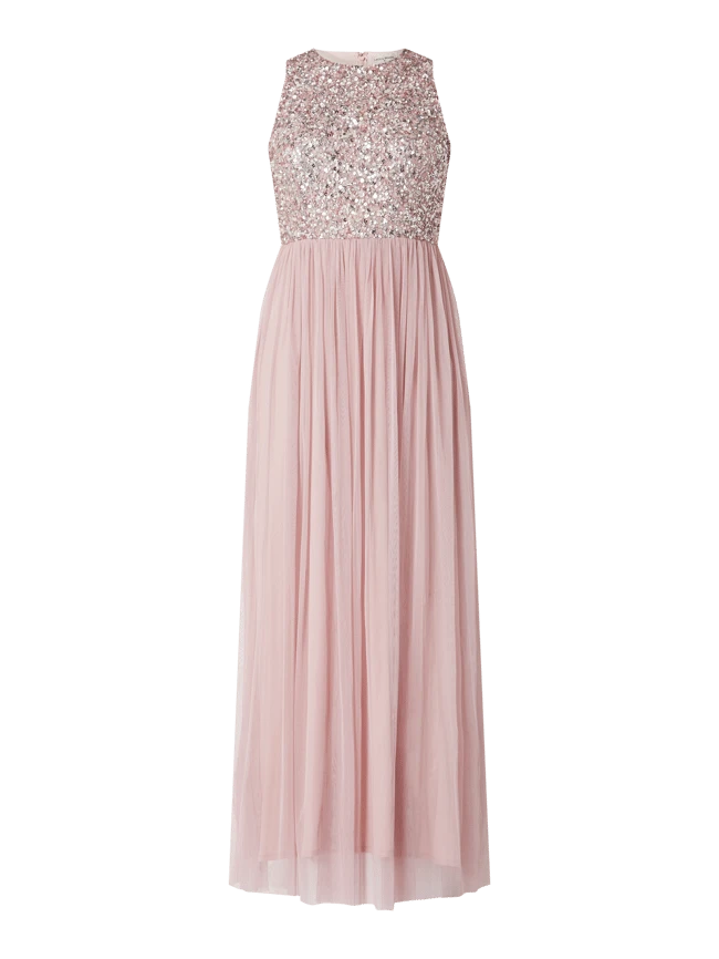 LACE & BEADS Abendkleid Aus Mesh Mit Pailletten - Pink 4 LACE & BEADS Abendkleid Aus Mesh Mit Pailletten - Pink – Bild 2