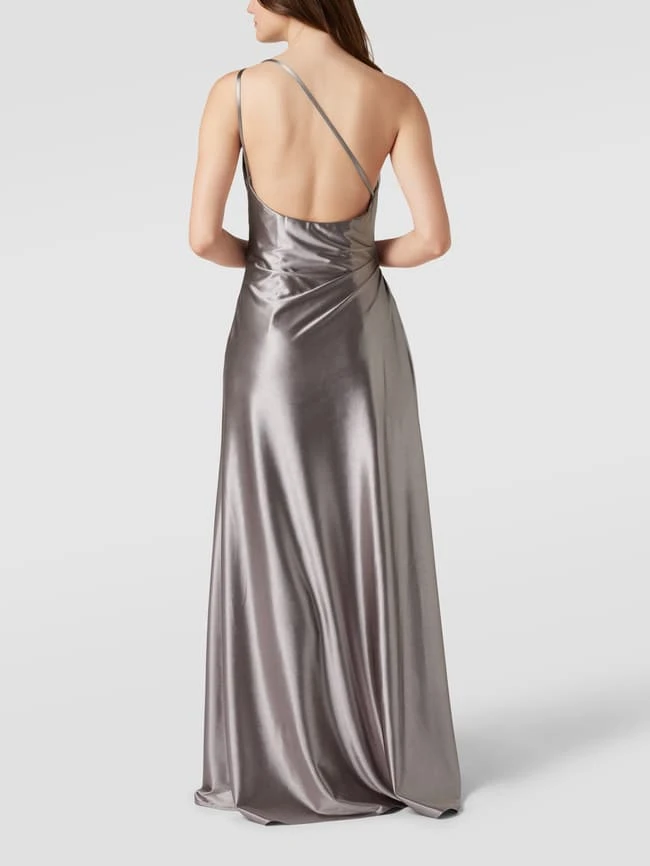 Unique Abendkleid In Maxilänge Mit One-Shoulder-Träger - Silber Meliert 7 Unique Abendkleid In Maxilänge Mit One-Shoulder-Träger - Silber Meliert – Bild 5