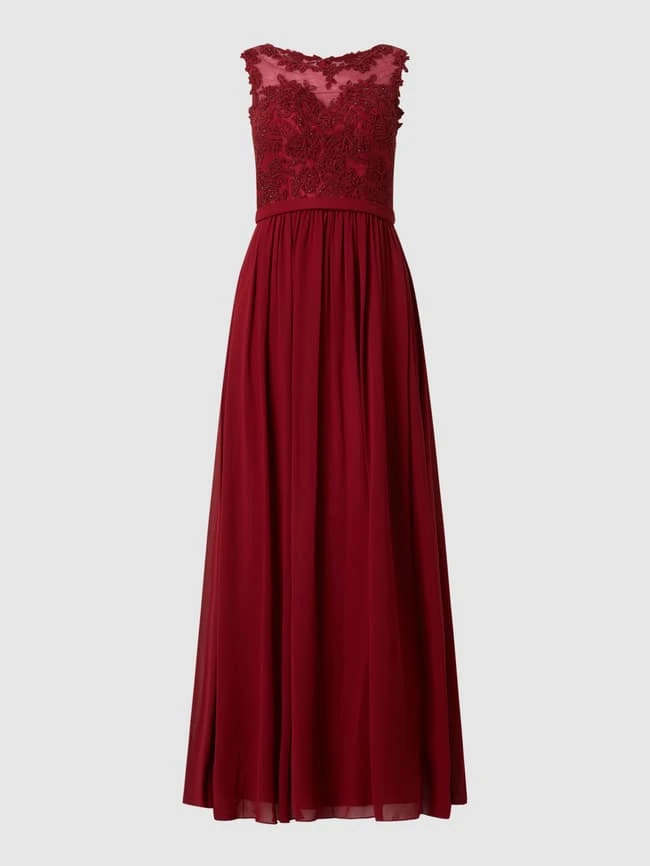 Mascara Abendkleid Aus Tüll Und Chiffon Mit Strasssteinen - Bordeaux Rot 4 Mascara Abendkleid Aus Tüll Und Chiffon Mit Strasssteinen - Bordeaux Rot – Bild 2