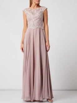 Luxuar Abendkleid Aus Mesh Und Chiffon - Taupe