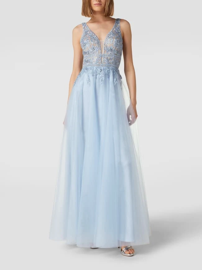Luxuar Abendkleid Mit Strasssteinbesatz - Hellblau 6 Luxuar Abendkleid Mit Strasssteinbesatz - Hellblau – Bild 4