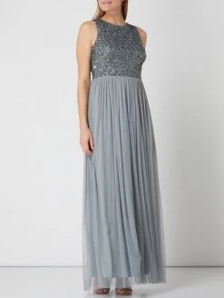 LACE & BEADS Abendkleid Aus Mesh Mit Pailletten - Hellgrau