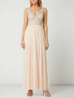 LACE & BEADS Abendkleid Aus Tüll Mit Zierperlen Modell 'Kreshma' - Beige