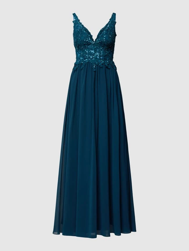 Mascara Abendkleid Mit Tiefem V-Ausschnitt - Petrol 4 Mascara Abendkleid Mit Tiefem V-Ausschnitt - Petrol – Bild 2