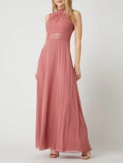 V.M. Abendkleid Mit Kontrastborten - Altrosa