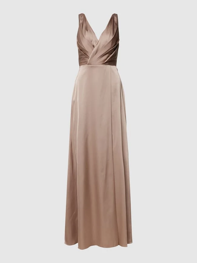Unique Abendkleid Mit Stola - Taupe 4 Unique Abendkleid Mit Stola - Taupe – Bild 2