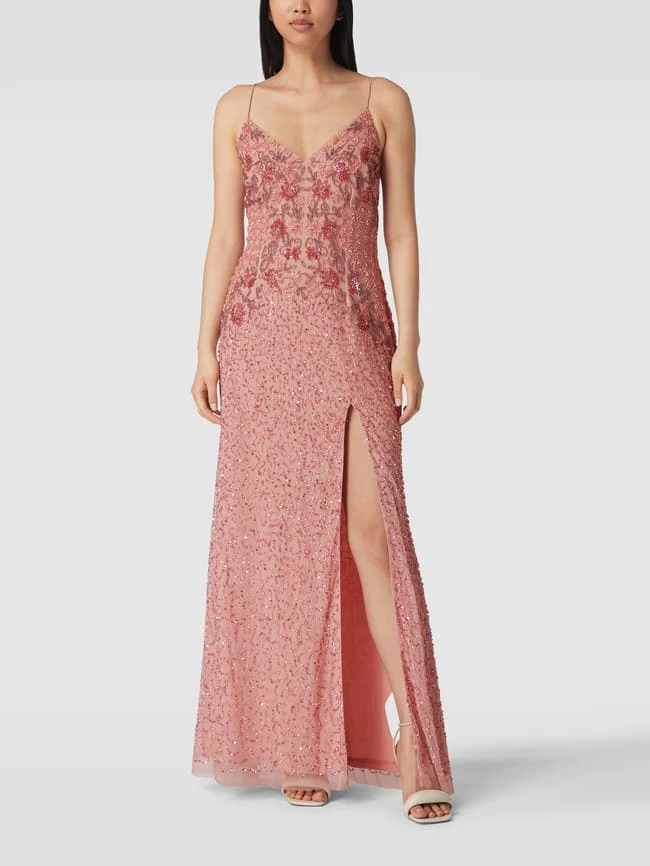 LACE & BEADS Abendkleid Mit Spaghettiträgern - Pink 3 LACE & BEADS Abendkleid Mit Spaghettiträgern - Pink