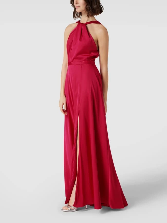 Unique Abendkleid Mit Hohem Seitenschlitz - Pink 3 Unique Abendkleid Mit Hohem Seitenschlitz - Pink