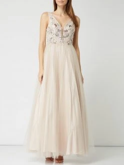 Unique Abendkleid Mit Pailletten-Applikationen - Beige