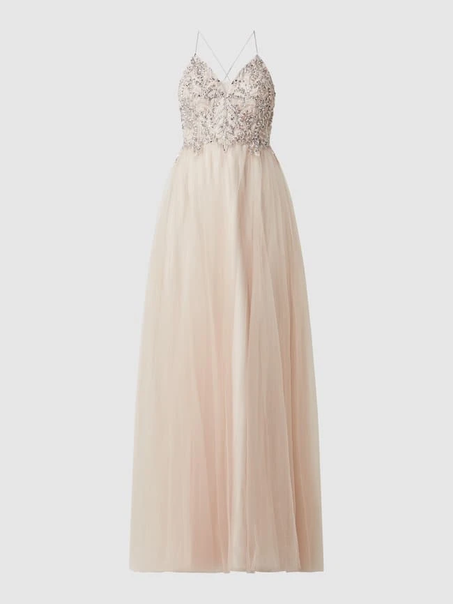 Unique Abendkleid Mit Pailletten - Sand 4 Unique Abendkleid Mit Pailletten - Sand – Bild 2