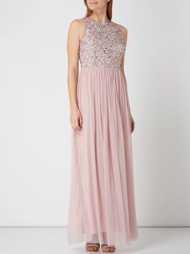 LACE & BEADS Abendkleid Aus Mesh Mit Pailletten - Pink 3 LACE & BEADS Abendkleid Aus Mesh Mit Pailletten - Pink