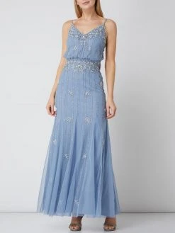 LACE & BEADS Abendkleid Aus Mesh Modell 'Keeva' - Bleu