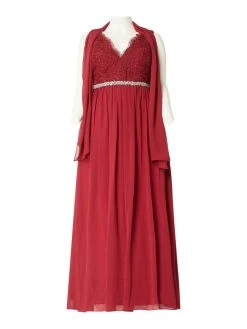 My Mascara Curves PLUS SIZE Abendkleid Mit Floralen Stickereien - Bordeaux Rot
