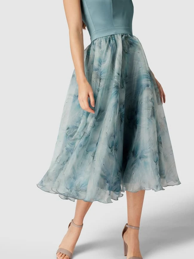 Swing Cocktailkleid Mit Floralem Muster - Bleu 5 Swing Cocktailkleid Mit Floralem Muster - Bleu – Bild 3