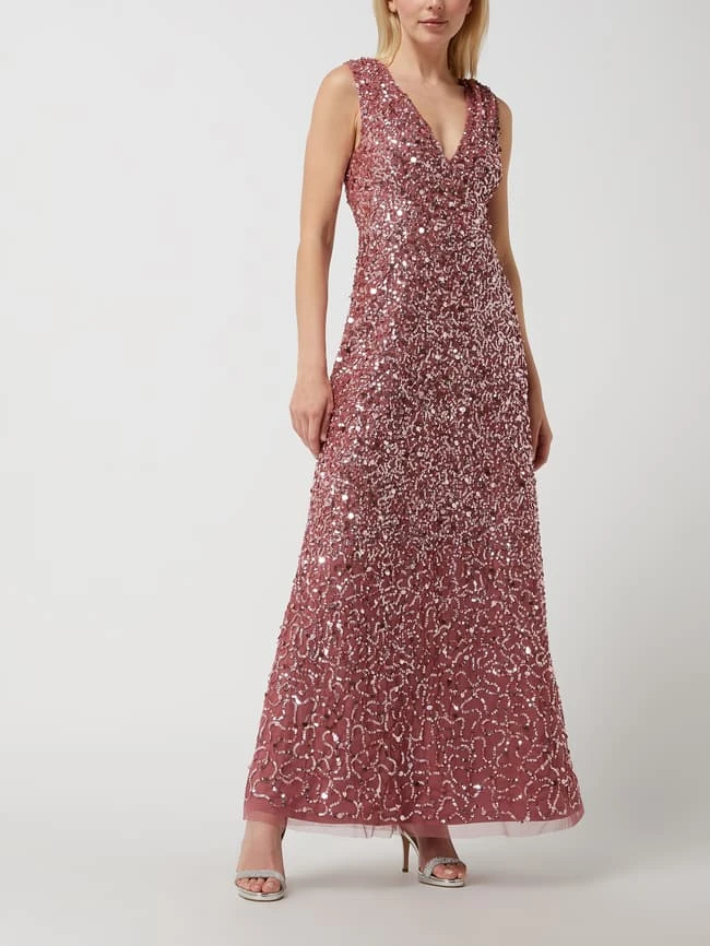 MAYA DELUXE Abendkleid Aus Tüll Mit Pailletten - Altrosa 3 MAYA DELUXE Abendkleid Aus Tüll Mit Pailletten - Altrosa