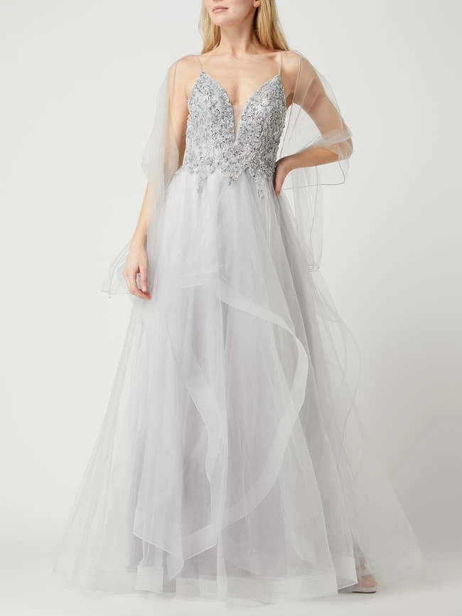 Unique Abendkleid Aus Mesh - Hellgrau 6 Unique Abendkleid Aus Mesh - Hellgrau – Bild 4
