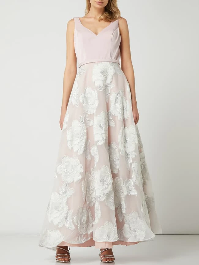 Unique Abendkleid Mit Floralem Dessin - Rosé 3 Unique Abendkleid Mit Floralem Dessin - Rosé