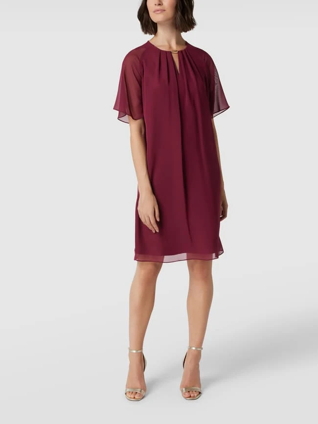 Swing Cocktailkleid Mit Rundhalsausschnitt - Dunkelrot 3 Swing Cocktailkleid Mit Rundhalsausschnitt - Dunkelrot