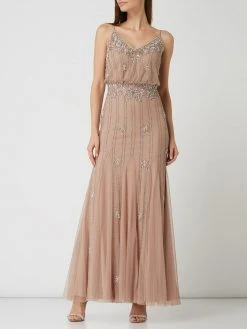 LACE & BEADS Abendkleid Aus Mesh Modell 'Keeva' - Altrosa