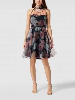 V.M. Cocktailkleid Mit Floralem Muster - Dunkelblau