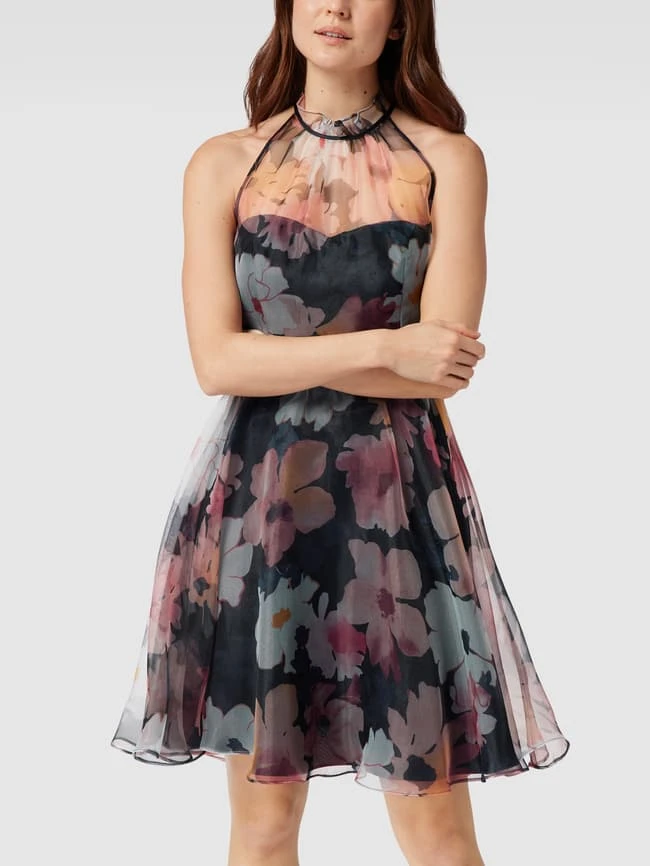 V.M. Cocktailkleid Mit Floralem Muster - Dunkelblau 6 V.M. Cocktailkleid Mit Floralem Muster - Dunkelblau – Bild 4