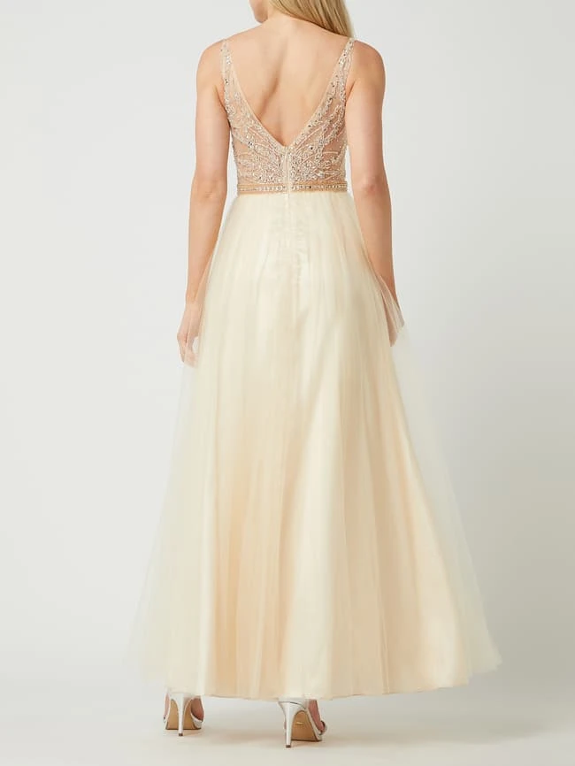 Mascara Abendkleid Aus Mesh - Beige 6 Mascara Abendkleid Aus Mesh - Beige – Bild 4