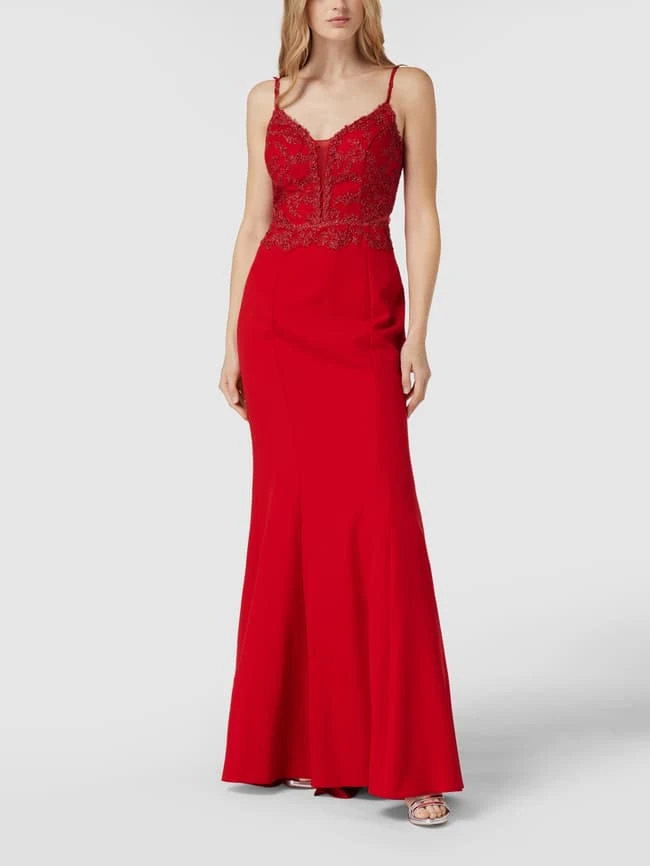 TROYDEN COLLECTION Abendkleid Mit Kontrastbesatz - Rot 3 TROYDEN COLLECTION Abendkleid Mit Kontrastbesatz - Rot