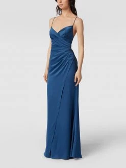 Luxuar Abendkleid In Wickel-Optik - Rauchblau