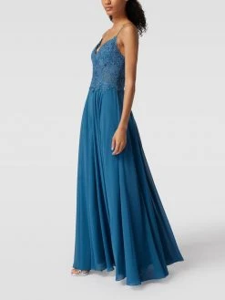Mascara Abendkleid Mit Floraler Stickerei - Ozean Blau