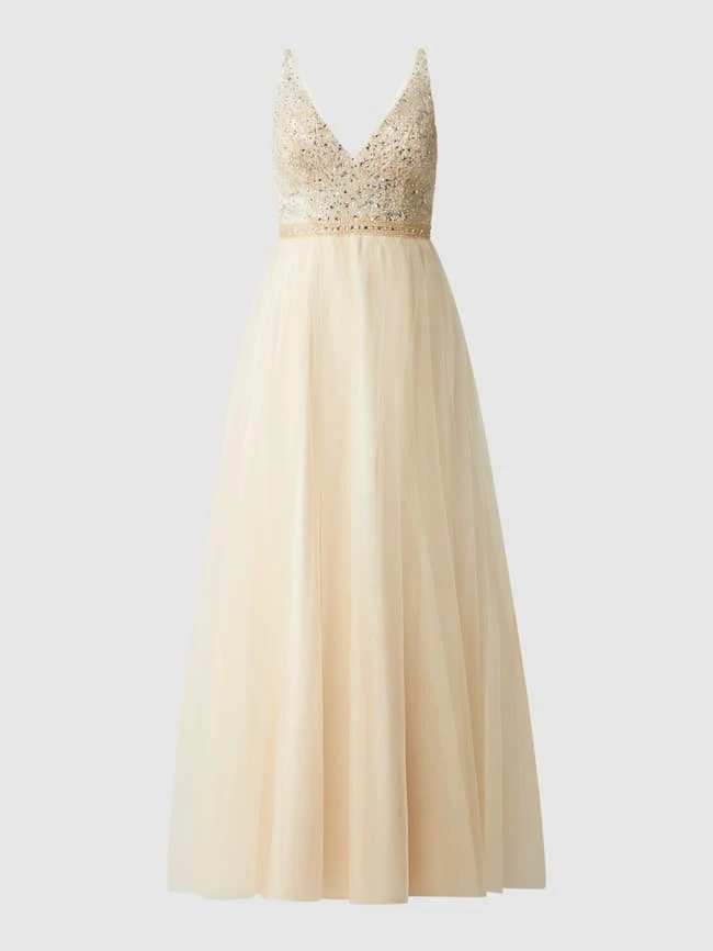 Mascara Abendkleid Aus Mesh - Beige 4 Mascara Abendkleid Aus Mesh - Beige – Bild 2