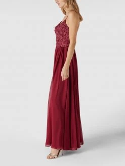 LAONA-shop 3 Laona Abendkleid Mit Floralen Stickereien Und Zierperlen - Kirschrot