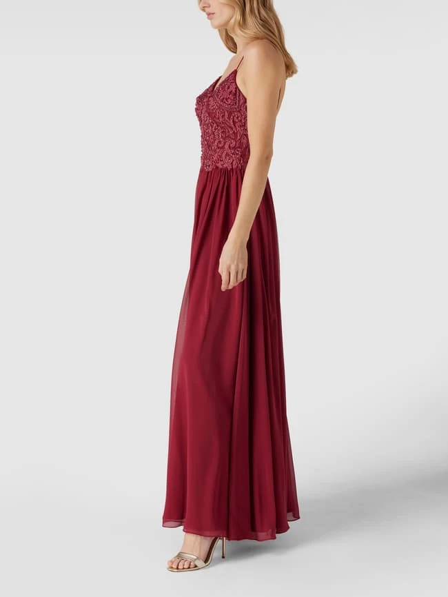 Laona Abendkleid Mit Floralen Stickereien Und Zierperlen - Kirschrot 2 Laona Abendkleid Mit Floralen Stickereien Und Zierperlen - Kirschrot