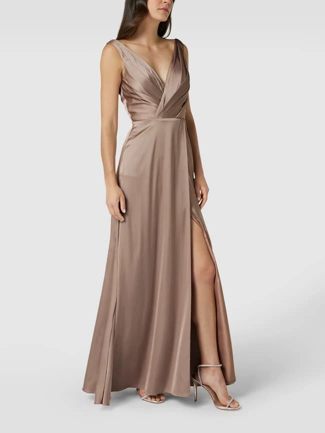 Unique Abendkleid Mit Stola - Taupe 3 Unique Abendkleid Mit Stola - Taupe