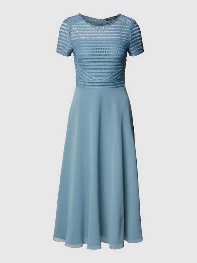 Swing Cocktailkleid Mit Lochstickereien - Bleu 4 Swing Cocktailkleid Mit Lochstickereien - Bleu – Bild 2