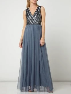 LACE & BEADS Abendkleid Aus Tüll Mit Pailletten-Applikationen - Hellblau