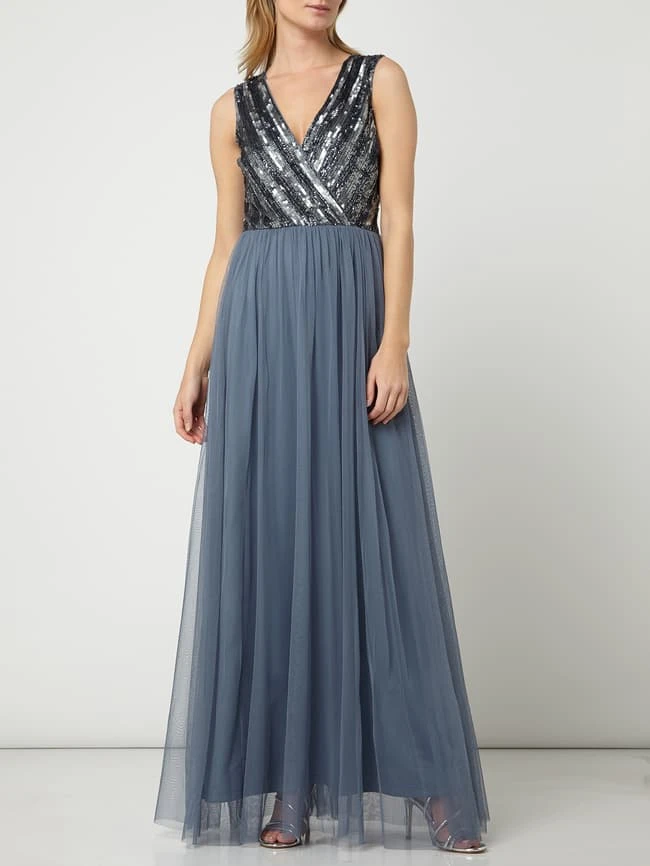 LACE & BEADS Abendkleid Aus Tüll Mit Pailletten-Applikationen - Hellblau 3 LACE & BEADS Abendkleid Aus Tüll Mit Pailletten-Applikationen - Hellblau
