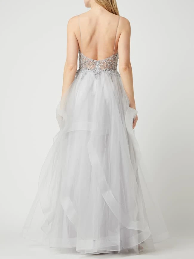 Unique Abendkleid Aus Mesh - Hellgrau 7 Unique Abendkleid Aus Mesh - Hellgrau – Bild 5