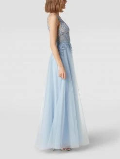 Luxuar Abendkleid Mit Strasssteinbesatz - Hellblau