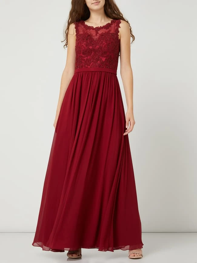 Mascara Abendkleid Aus Tüll Und Chiffon Mit Strasssteinen - Bordeaux Rot 3 Mascara Abendkleid Aus Tüll Und Chiffon Mit Strasssteinen - Bordeaux Rot