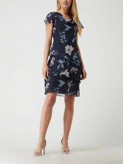 Christian Berg Cocktail Cocktailkleid Mit Wasserfall-Ausschnitt - Marineblau Meliert