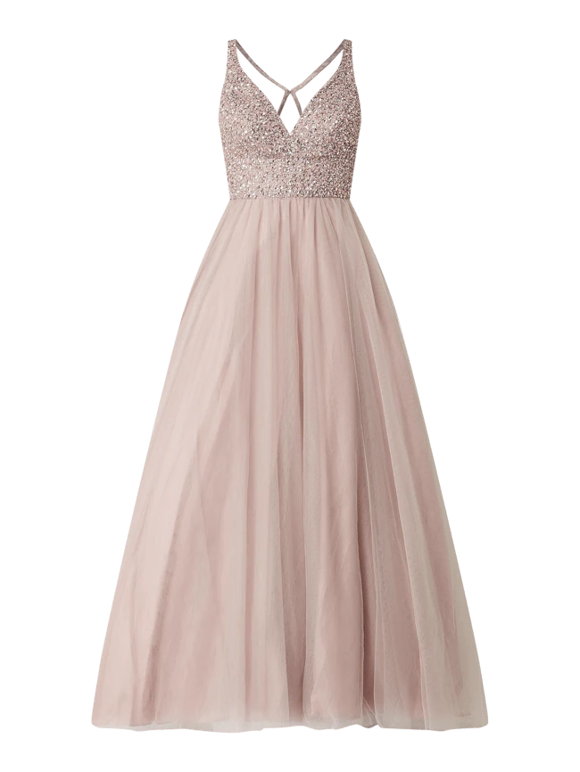 Unique Abendkleid Mit Zierperlenbesatz - Mauve 4 Unique Abendkleid Mit Zierperlenbesatz - Mauve – Bild 2