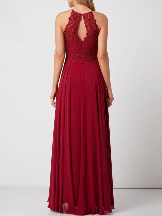 Luxuar Abendkleid Aus Häkelspitze Und Chiffon - Bordeaux Rot 6 Luxuar Abendkleid Aus Häkelspitze Und Chiffon - Bordeaux Rot – Bild 4