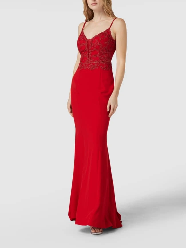 TROYDEN COLLECTION Abendkleid Mit Kontrastbesatz - Rot 6 TROYDEN COLLECTION Abendkleid Mit Kontrastbesatz - Rot – Bild 4