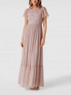 LACE & BEADS Kurzärmeliges Abendkleid Mit Applikationen - Flieder