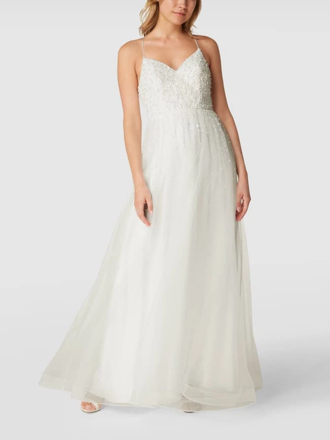 Laona Abendkleid Mit Pailletten Und Zierperlen - Offwhite 3 Laona Abendkleid Mit Pailletten Und Zierperlen - Offwhite