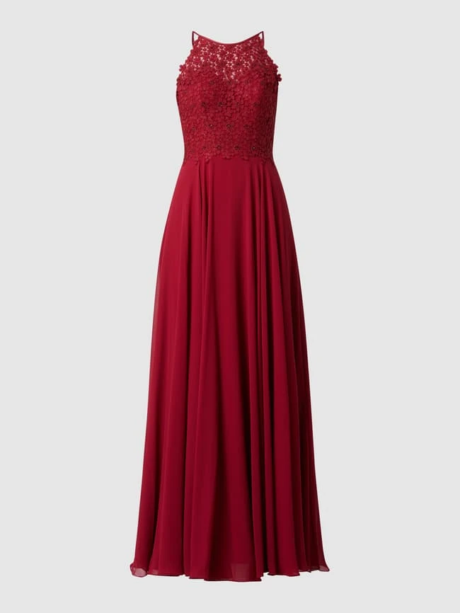 Luxuar Abendkleid Aus Häkelspitze Und Chiffon - Bordeaux Rot 4 Luxuar Abendkleid Aus Häkelspitze Und Chiffon - Bordeaux Rot – Bild 2