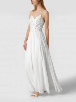 LAONA-shop 5 Laona Abendkleid Mit Floralen Stickereien Und Zierperlen - Offwhite