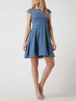 V.M. Cocktailkleid Aus Floraler Spitze Und Chiffon - Rauchblau