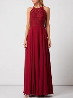 Luxuar Abendkleid Aus Häkelspitze Und Chiffon - Bordeaux Rot