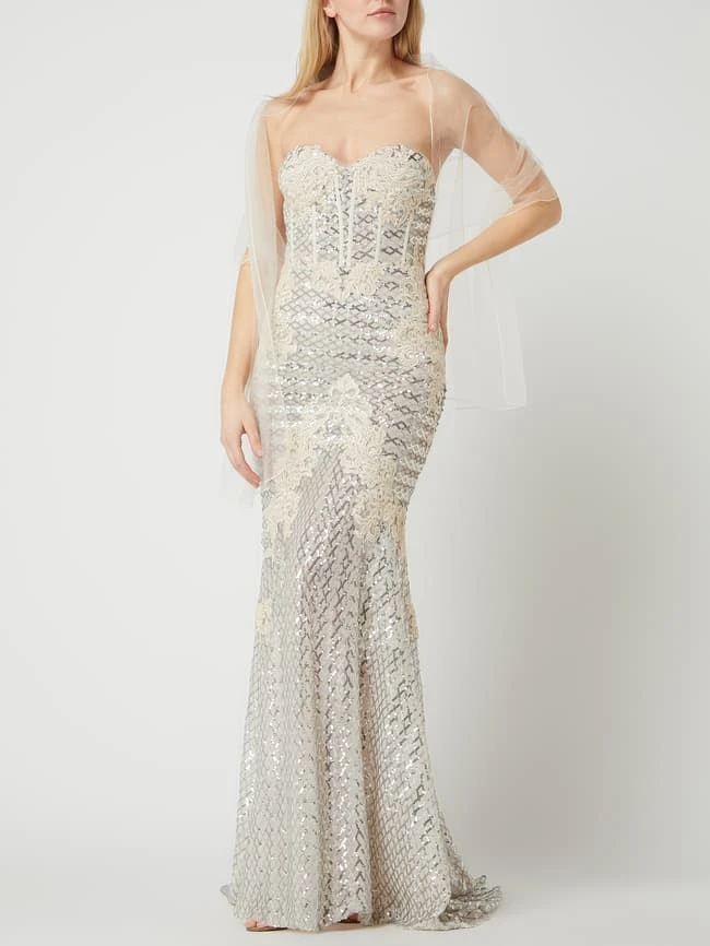 Unique Corsagenkleid Aus Tüll - Metallic Beige 7 Unique Corsagenkleid Aus Tüll - Metallic Beige – Bild 5